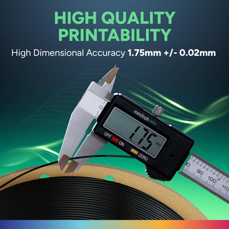OVERTURE TPU Filament 1.75mm Flexible Roll, 95A Soft 3D Printer Filament, 1kg Spool (2.2 lbs), Fit Most FDM Printer (TPU Black 2-Pack) - Image 4